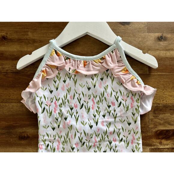 NWT SweetHoney Mary One Piece Swimsuit Savannah Floral White Green Pink 2T - Picture 4 of 7